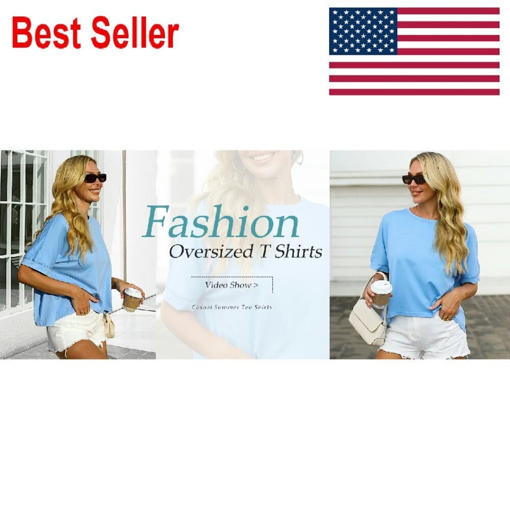 Oversized Half Sleeve Crop Top Casual Chic Y2K Minimal Summer Blouse - Picture 7 of 7